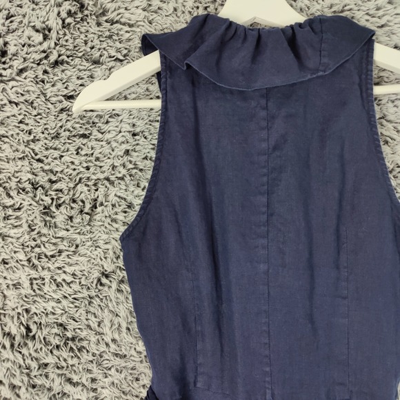 American Living Linen Midi Dress Ruffle Sleeveless Fit & Flare Navy Womens‎ 6 - Picture 8 of 8